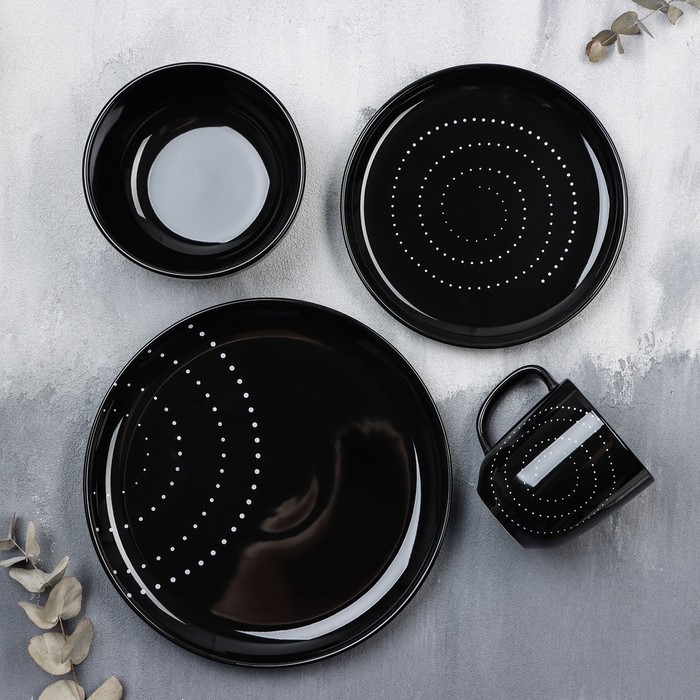 Тарелка керамическая &laquo;Орнамент&raquo;, 21 см, цвет чёрный