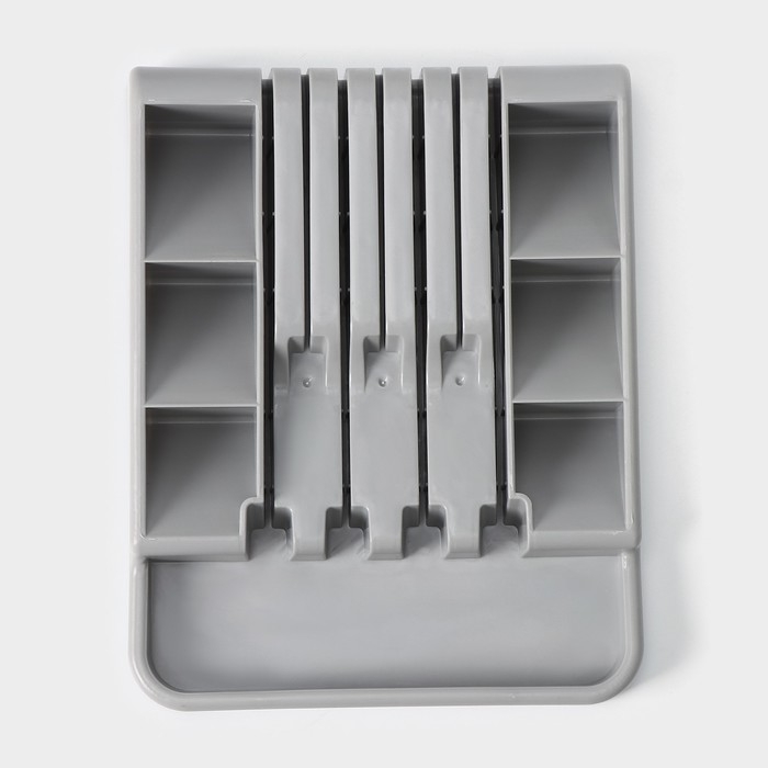 Лоток для столовых приборов и ножей Доляна, 30&times;23,5&times;5см, цвет серый