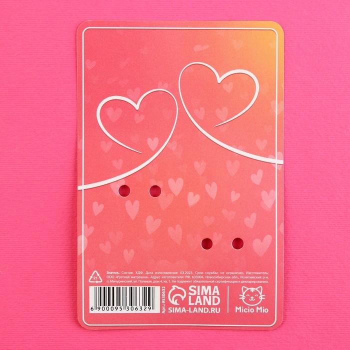 Значки деревянные, неразлучники &laquo;Одно приключение&raquo;, 2 шт., 8 х 12 см.