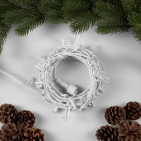 Гирлянда &laquo;Нить&raquo; 10 м, IP44, УМС, белая нить, 100 LED, свечение белое, мерцание всех светодиодов, 24 В