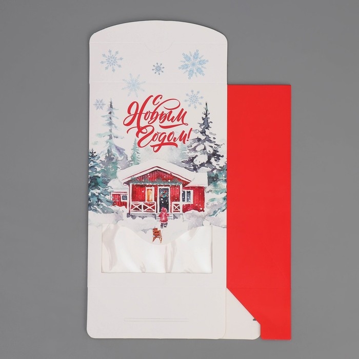 Коробка подарочная новогодняя складная &laquo;Дом в зимнем лесу&raquo;, 15 х 7 х 22 см