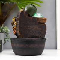 Фонтан настольный от сети, подсветка "Золотой Ганеша в лотосе у водопада" 28х19х19 см