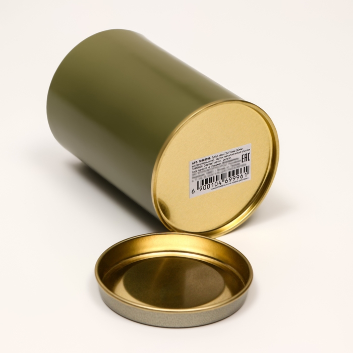 Тубус  73х110 мм (90 мм внутренняя высота), картон, хаки, металлическая крышка