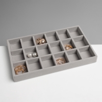Подставка для украшения 18 ячеек, флок, 21&times;12,3&times;2,5 см, цвет серый