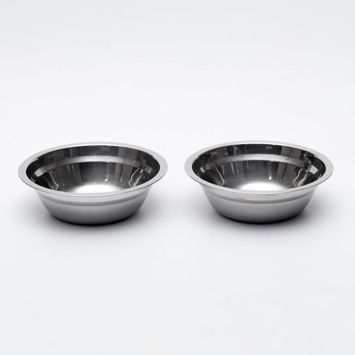 Набор из 2  мисок на подставке,  2 х 500 мл, чёрная подставка