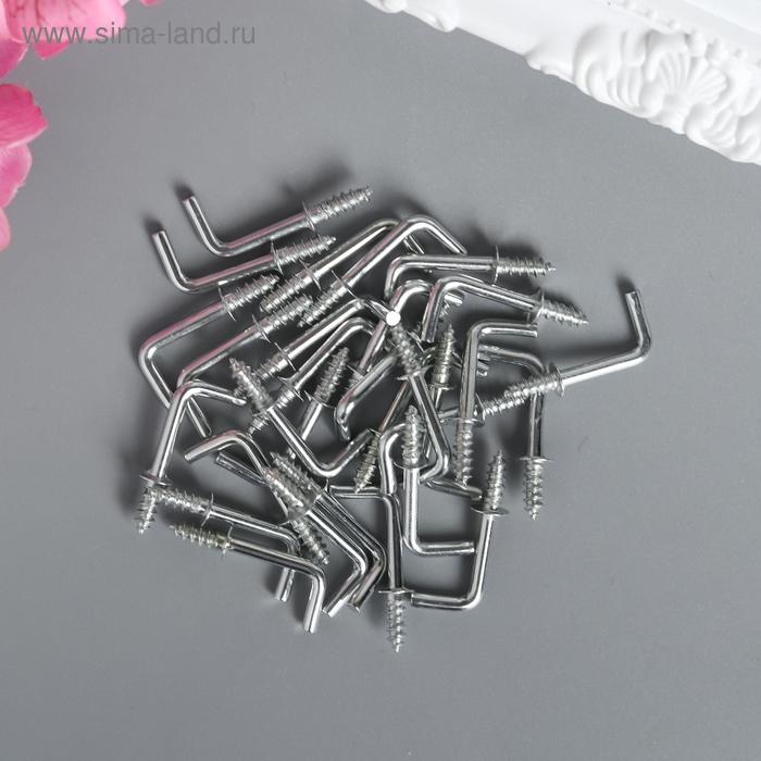 Крючок металл (набор 40 шт) серебро 2,5х0,5 см, МИКС