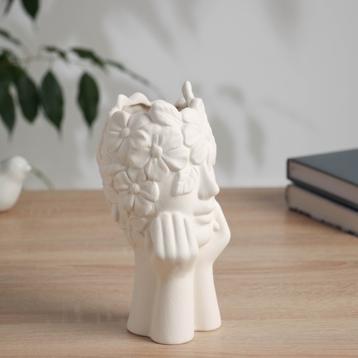 Ваза керамика настольная "Сладкие грёзы" 19х8 см, белый