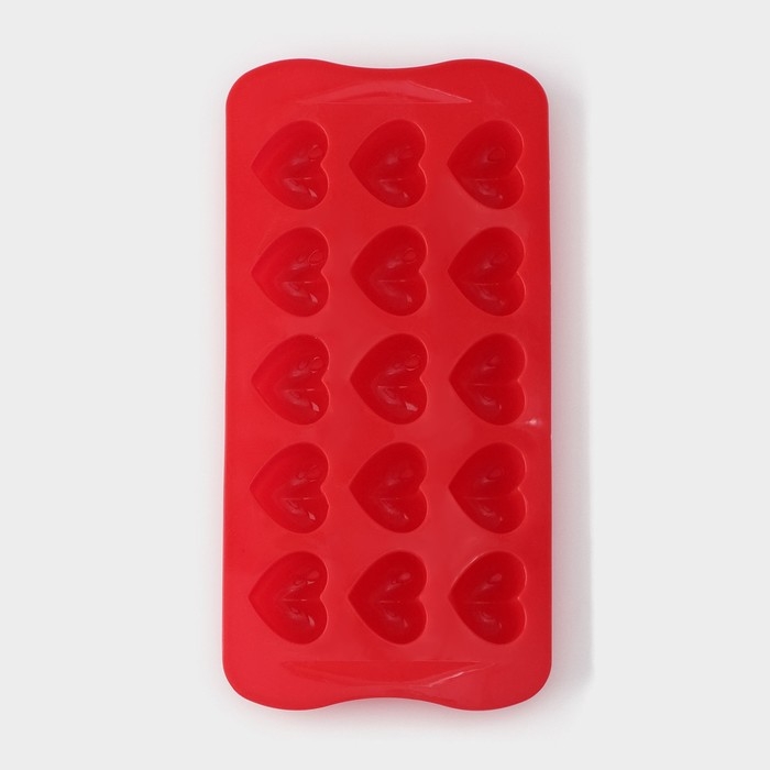 Форма для конфет и шоколада Доляна &laquo;Сердечки&raquo;, силикон, 20,5&times;10 см, 15 ячеек (3&times;2,6 см), цвет МИКС