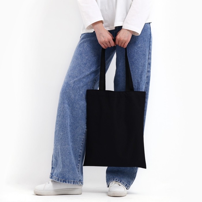 Шопер однотонный, 35х0.5х40 см, оксфорд 600D, 200 гр, без подклада, чёрный