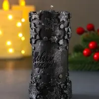 Свеча столбик "С Новым годом" 55*105 мм темно-синяя