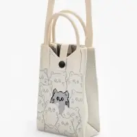 Сумка подр Коты, 12*4*17, отд на кнопке, дл ремень, белый