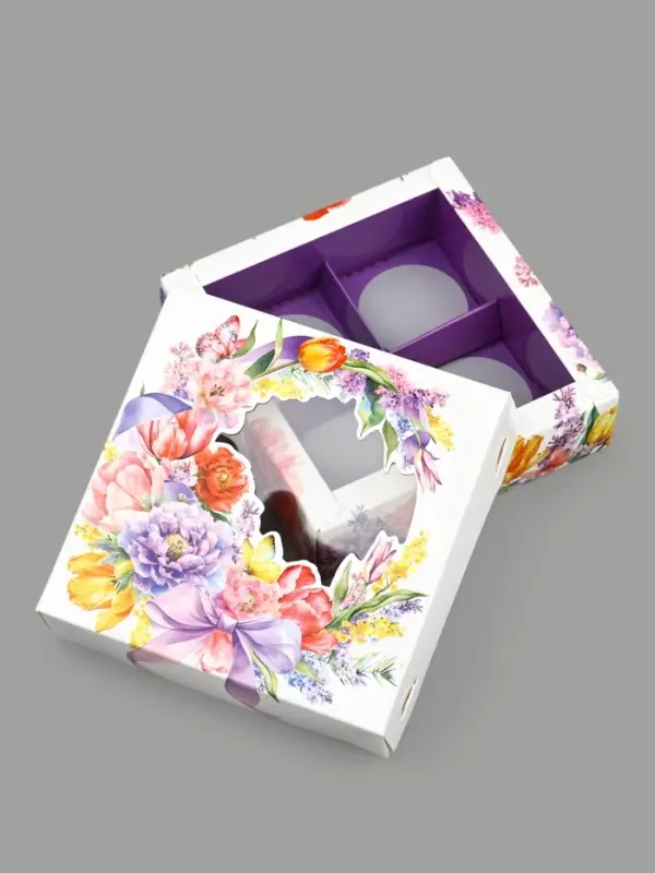 Коробка под 4 конфеты со скретч-слоем &laquo;Букет&raquo;, 10.5 х 10.5 х 3.5 см