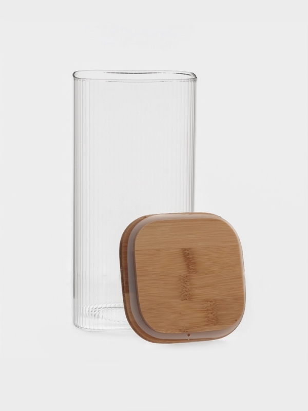 Банка для сыпучих продуктов с бамбуковой крышкой "Эко. Квадрат" 1,6 л, 10х20 см