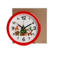 Будильник "Веселые гномы", плавный ход, d=15см, красный