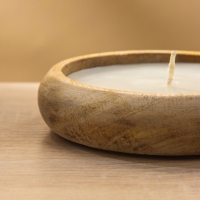 Свеча в деревянной чаше, парафин и соевый воск 12,5х12,5х2,5 см