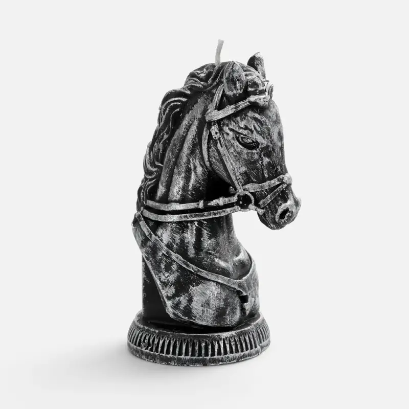 Свеча фигурная &laquo;Бюст лошади&raquo;, серебристая