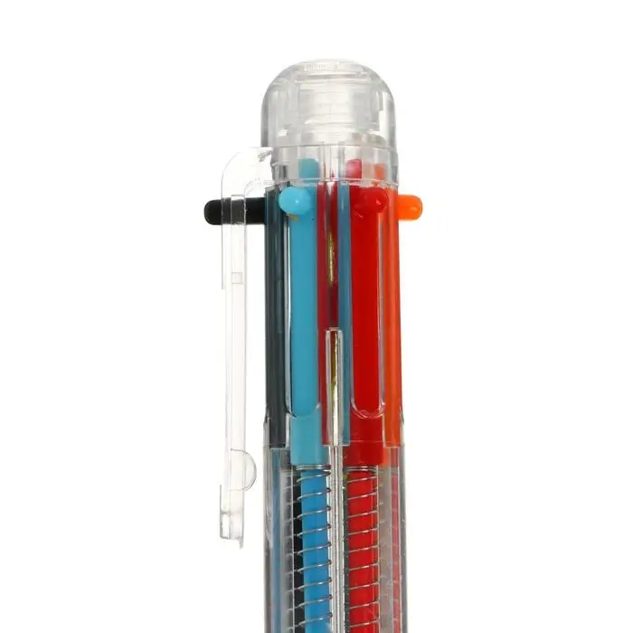 Ручка шариковая многоцветная, автоматическая, 6 цветов, корпус прозрачный