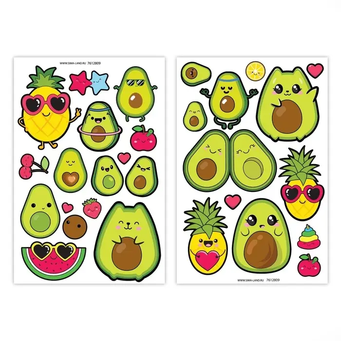 Переводные татуировки детские &laquo;Авокадо&raquo;, 2 листа тату