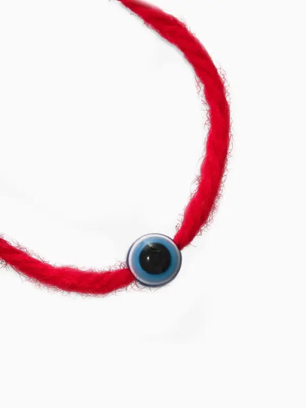 Браслет-оберег &laquo;Красная нить&raquo; шерстяная, турецкий глаз, цвет синий,30см