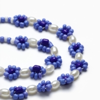 Колье &laquo;Бисер&raquo; незабудки, цвет сине-белый, 30 см