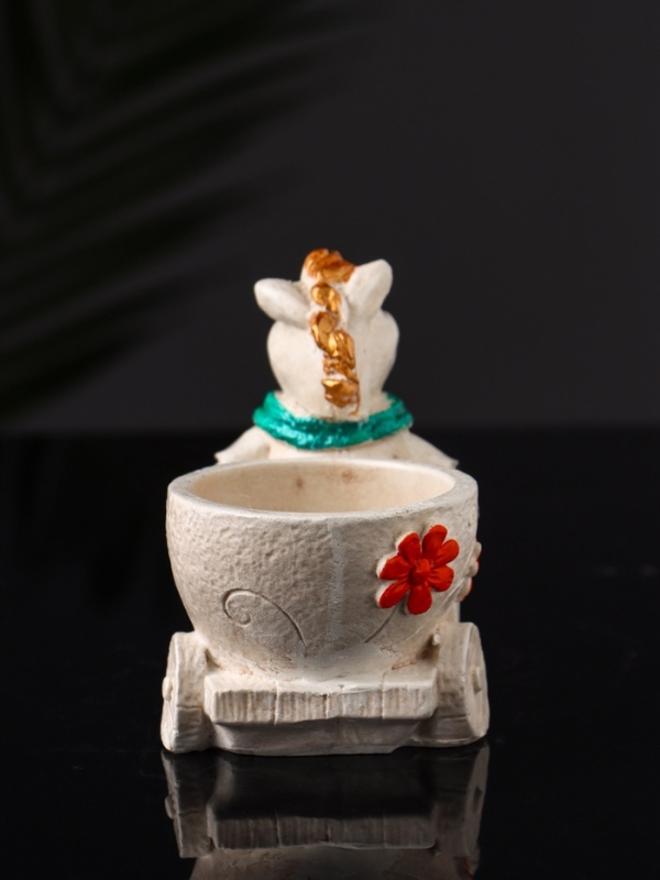 Фигурное Кашпо "Лошадь с тележкой" 10х10х6 см, бежевый