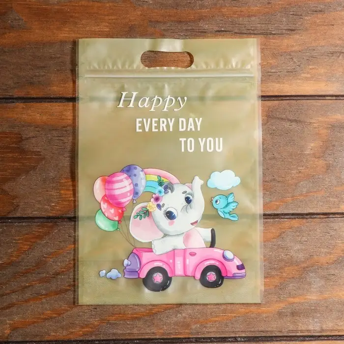 Пакет подарочный, с zip-lock застежкой, 15 х 22 см, МИКС