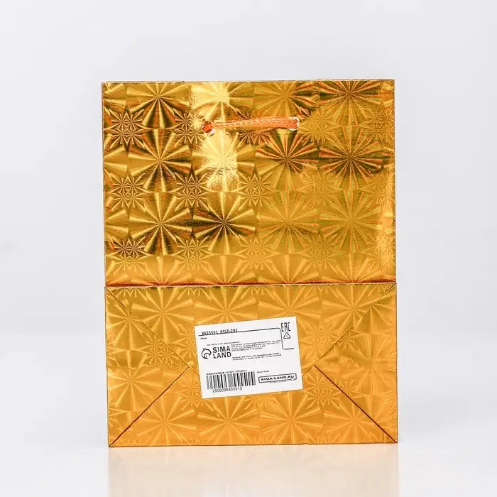 Пакет подарочный, фольгированный, &laquo;Золото&raquo; 14&times;11&times;5 см.