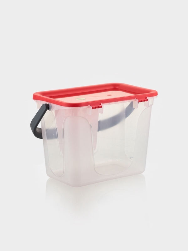 Контейнер для шашлыка c ручкой &laquo;Leto&raquo;, 6 л, пластик, прозрачный, крышка красная