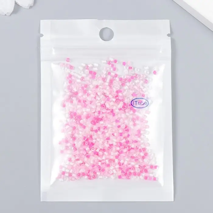 Бисер стекло 12/0 "Прозрачный. Цветная серединка. Розовый" 10 гр