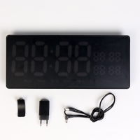 Часы электронные настенные, календарь термометр, 36.2 х 15.5 см, красные цифры 10 х 4.5 см   1076627