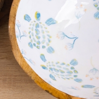 Салатник "Черепаха и цветы" дерево манго 23х23х10,5 см