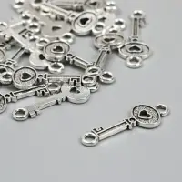 Фурнитура для бижутерии и украшений, коннектор металл 2 ушка &laquo;Ключик с сердечком&raquo;, 3.5&times;1.2 см