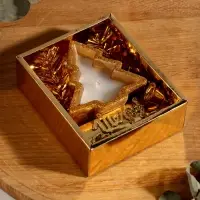 Свеча новогодняя с декором "Золотая ёлочка" 12х10х4 см