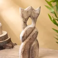 Сувенир интерьерный "Сиамские кошечки" 12х3х30 см, дерево, цв. зелёный