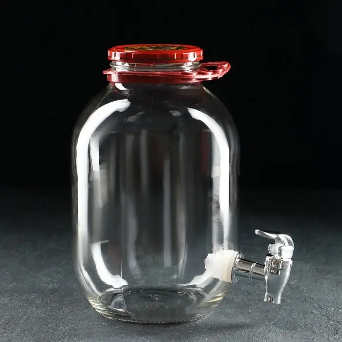 Кувшин стеклянный &laquo;Вся сила в пиве&raquo;, 3 л, с нажимным краном, с ручкой держателем, в коробке