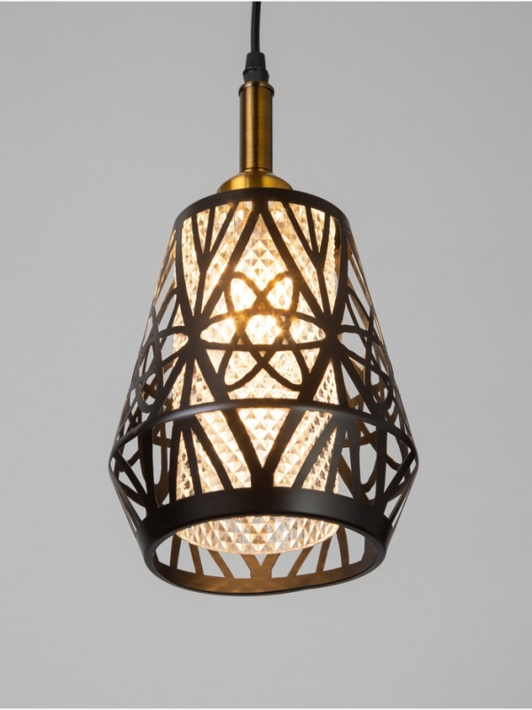 Светильник "Атом" 1х40Вт Е27 черный/золото 19х19х20+100см