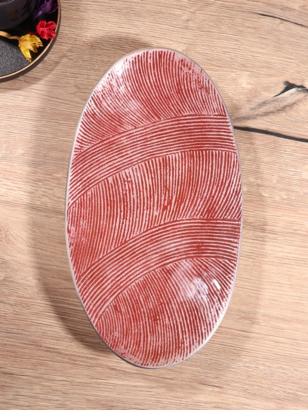 Блюдо алюминий цв. бордовый, 33х8х4,2 см