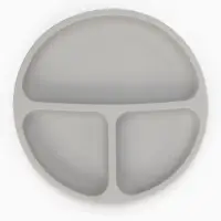 Тарелка детская секционная с ложкой и вилкой, 3 секции, серый, Mum&Baby