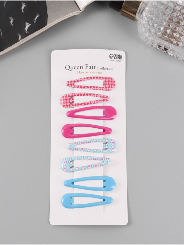 Невидимка для волос "Флора" (набор 8 шт) весна, 5 см, микс