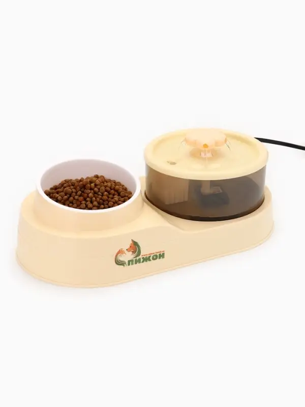 Фонтан для животных с миской, 34&times;17.5&times;11.5 см, бежевый