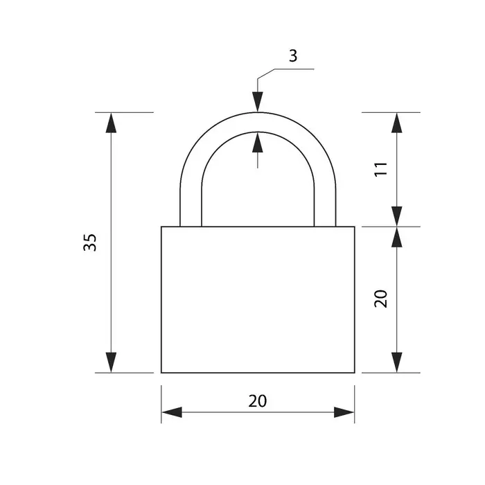 Замок навесной, тип 10, 20&times;35 мм, 2 ключа