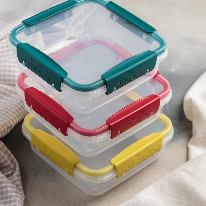 Контейнер пищевой герметичный Butterfly, 800 мл, пластик, прозрачный, крышка МИКС