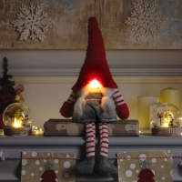 Светодиодная фигура &laquo;Гном с усами&raquo; 14 &times; 47 &times; 9 см, текстиль, батарейки AG10х3 (в комплекте), свечение тёплое белое
