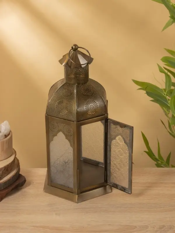 Подсвечник фонарь "Золотой шатёр" железо 20х20х37 см
