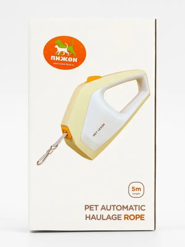 Рулетка - поводок для собак, лента 3 метра, белая/бежевая