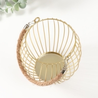 Подсвечник металл, текстиль на 1 свечу "Корзина" d=10 см бронза 15х15х17 см