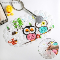 Коврик противоскользящий в ванну на присосках Доляна &laquo;Совы&raquo;, 37&times;68 см