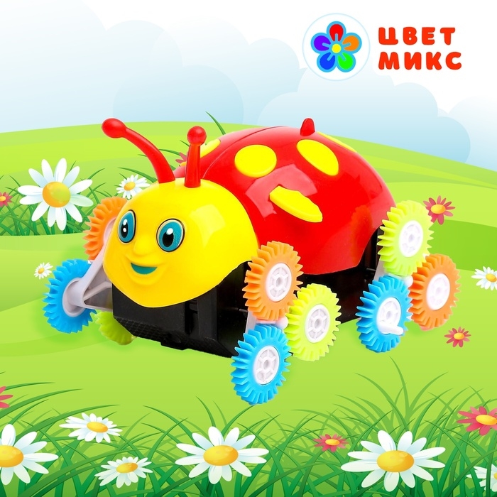 Машина-перевертыш &laquo;Божья коровка&raquo;, работает от батареек, цвета МИКС