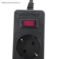 Сетевой фильтр Smartbuy One, 5 розеток, 5 м, 10 А, 2200 Вт, с з/к, черный