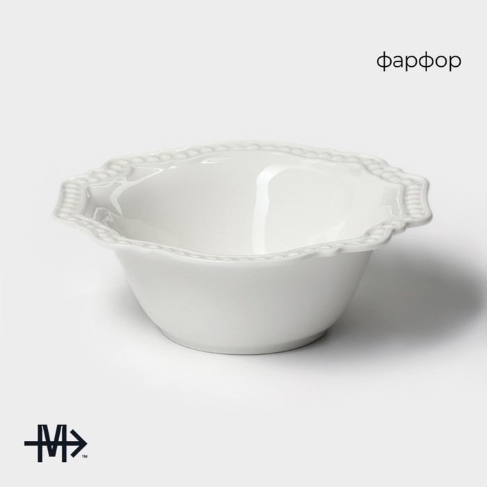 Салатник фарфоровый Magistro &laquo;Сюита&raquo;, 350 мл, d=15,5 см, цвет белый